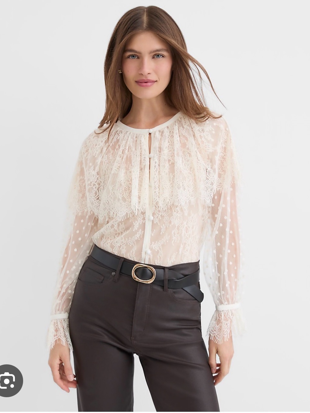 NWT Loft chantilly lace blouse off white M